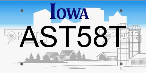 AST58T Iowa License Plate
