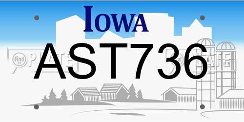 AST736 Iowa License Plate