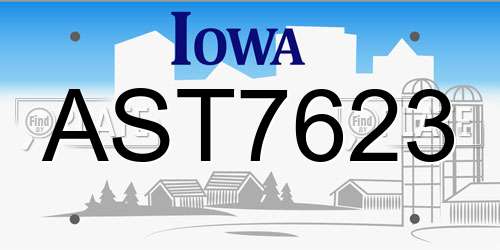 AST7623 Iowa License Plate