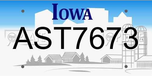 AST7673 Iowa License Plate
