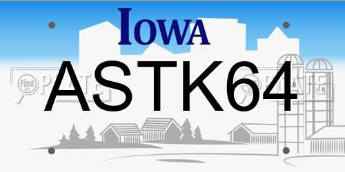 ASTK64 Iowa License Plate