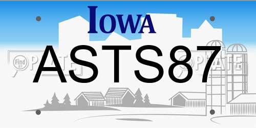 ASTS87 Iowa License Plate