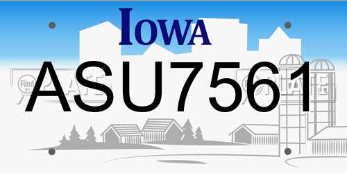 ASU7561 Iowa License Plate