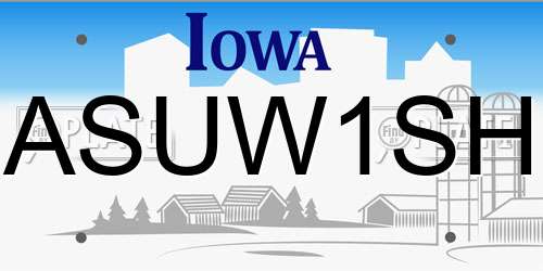 ASUW1SH Iowa License Plate