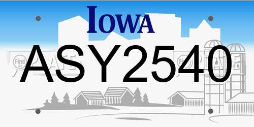 ASY2540 Iowa License Plate