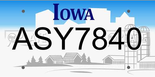 ASY7840 Iowa License Plate