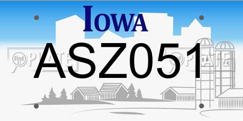 ASZ051 Iowa License Plate