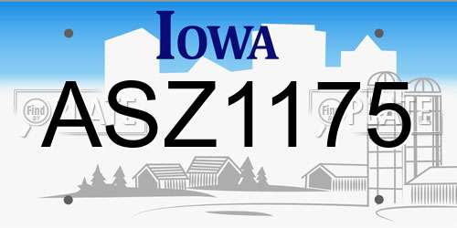 ASZ1175 Iowa License Plate