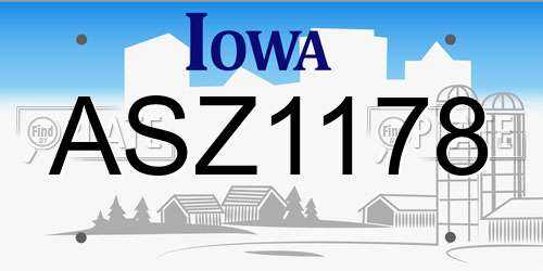 ASZ1178 Iowa License Plate