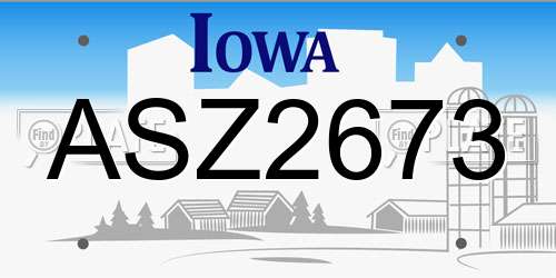 ASZ2673 Iowa License Plate