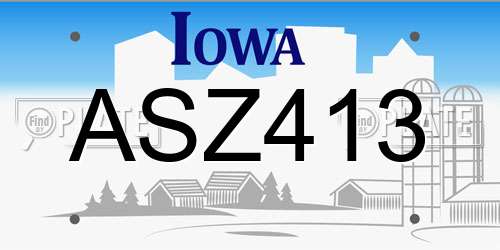 ASZ413 Iowa License Plate