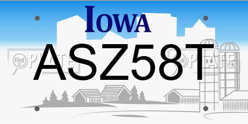 ASZ58T Iowa License Plate