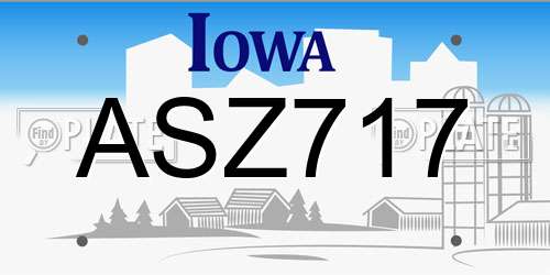 ASZ717 Iowa License Plate