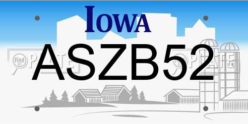 ASZB52 Iowa License Plate