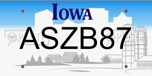 ASZB87 Iowa License Plate