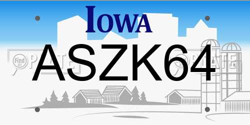 ASZK64 Iowa License Plate