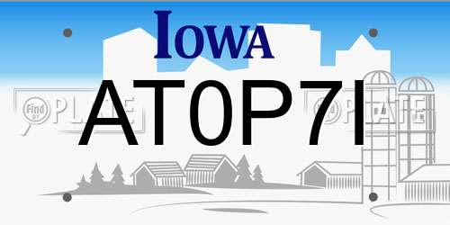 AT0P7I Iowa License Plate