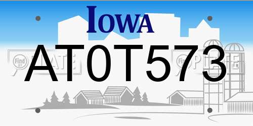 AT0T573 Iowa License Plate