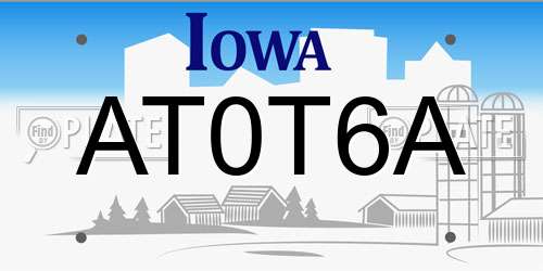 AT0T6A Iowa License Plate