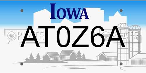 AT0Z6A Iowa License Plate