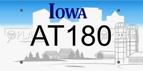 AT180 Iowa License Plate