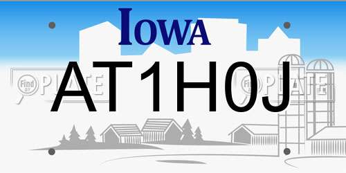 AT1H0J Iowa License Plate