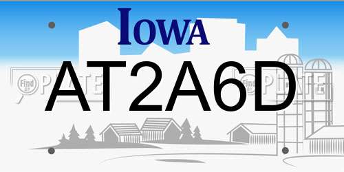 AT2A6D Iowa License Plate