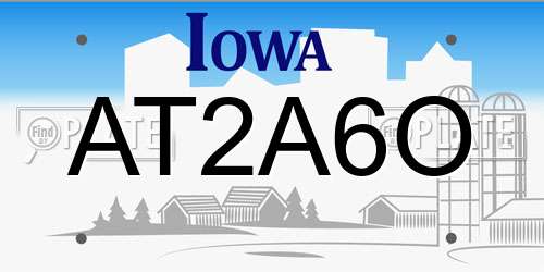 AT2A6O Iowa License Plate