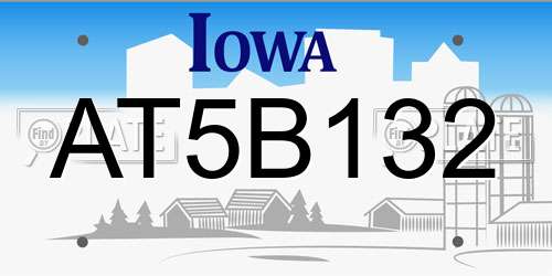 AT5B132 Iowa License Plate