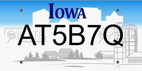 AT5B7Q Iowa License Plate