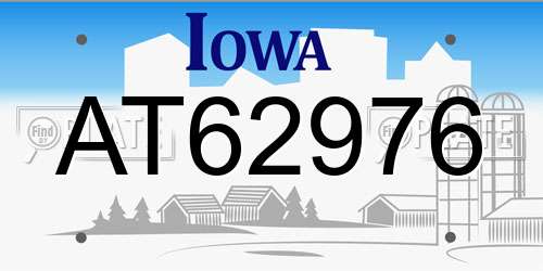 AT62976 Iowa License Plate