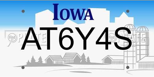AT6Y4S Iowa License Plate