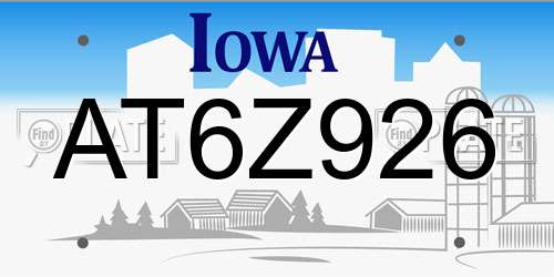 AT6Z926 Iowa License Plate