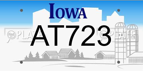 AT723 Iowa License Plate