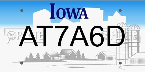AT7A6D Iowa License Plate