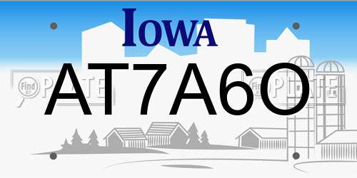 AT7A6O Iowa License Plate