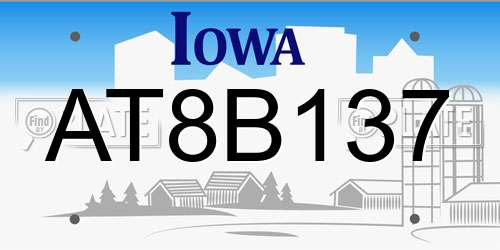 AT8B137 Iowa License Plate