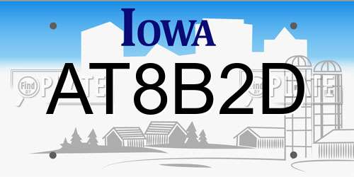 AT8B2D Iowa License Plate