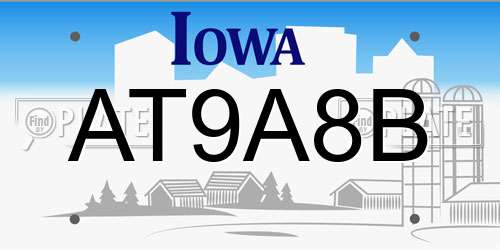 AT9A8B Iowa License Plate