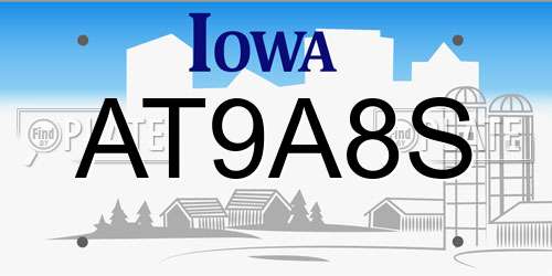 AT9A8S Iowa License Plate