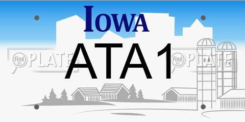 ATA1 Iowa License Plate