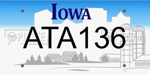 ATA136 Iowa License Plate