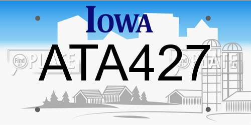 ATA427 Iowa License Plate