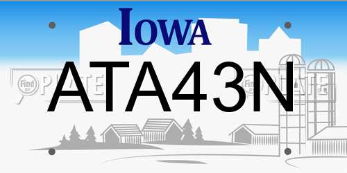 ATA43N Iowa License Plate