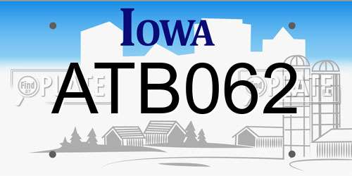 ATB062 Iowa License Plate