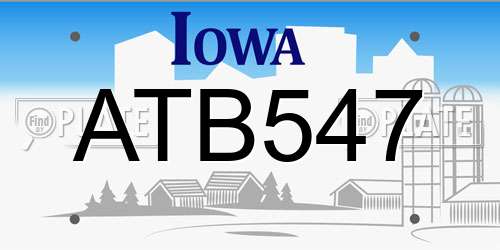 ATB547 Iowa License Plate