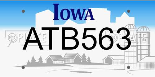 ATB563 Iowa License Plate