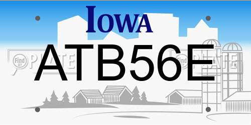 ATB56E Iowa License Plate