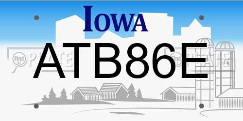 ATB86E Iowa License Plate