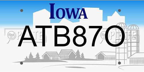 ATB87O Iowa License Plate